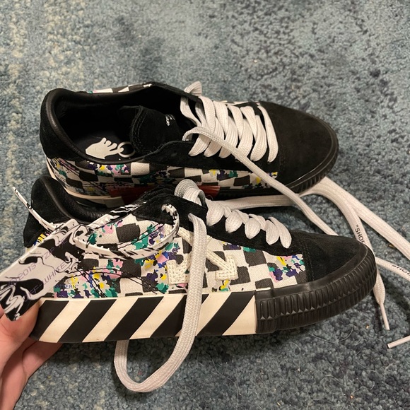 Off-White Shoes - Off-White Women's Printed Checkered Canvas Vulcanized Sneakers